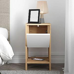 Noptiera DECO Ema Saphire Oak(Stejar)/White(Alb)