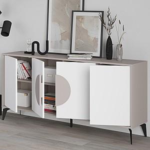 Comoda DECO Gora 180 cm Light Mocha (Bej) / White (Alb)