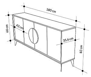 Comoda DECO Gora 180 cm Light Mocha (Bej) / White (Alb)