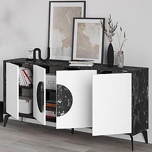 Comoda DECO Gora 180 cm Lotus (Negru) / White (Alb)