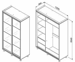 Dulap-cupe Ambianta Torino (oglindă) 1.2 m Fungo