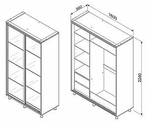 Dulap-cupe Ambianta Torino (oglindă) 1.6 m Fungo