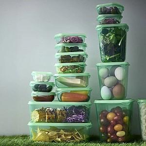 Set de recipiente alimentare IKEA Pruta 17buc. (Verde)