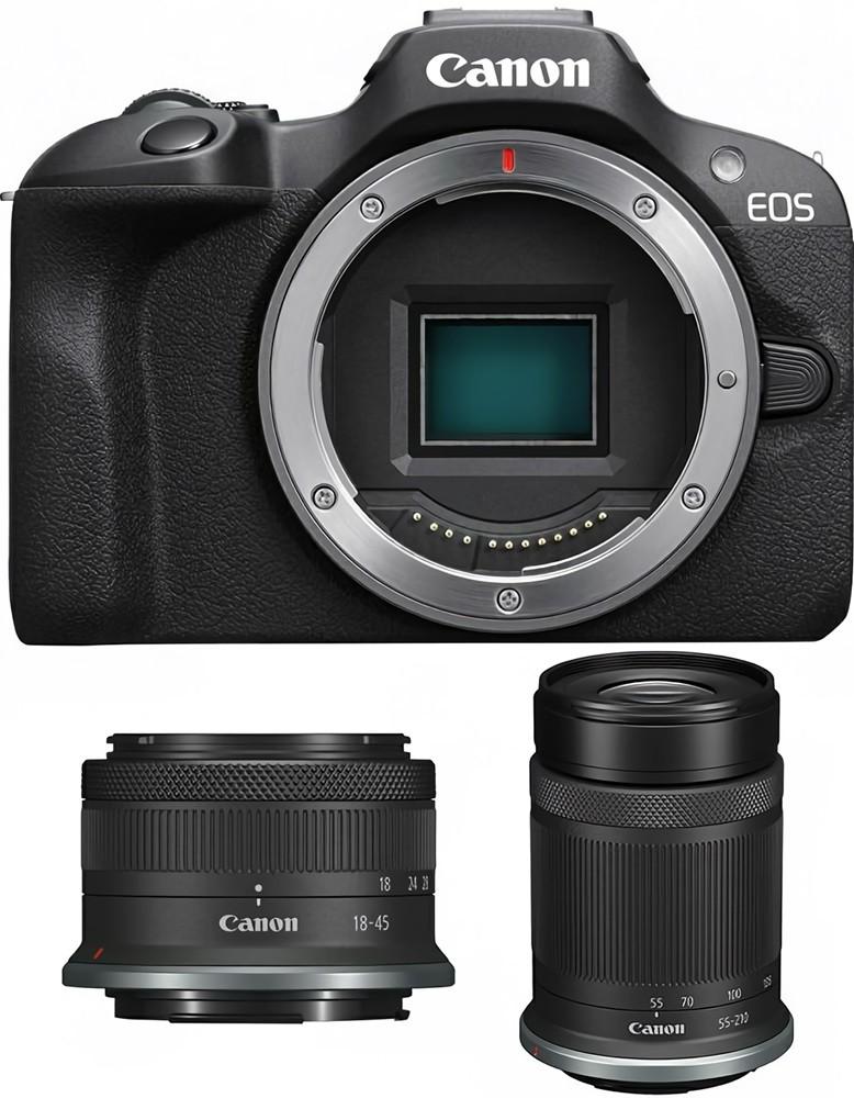 Aparat foto Canon EOS R100+RF-S 18-45 f/4.5-6.3 IS STM + RF-S 55-210 f/5.0-7.1 IS STM (6052C036)