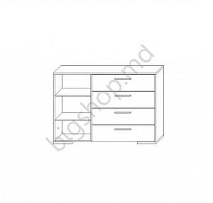 Comoda Sokme Francesca 1d-4s (Stejar Wotan/Alb)