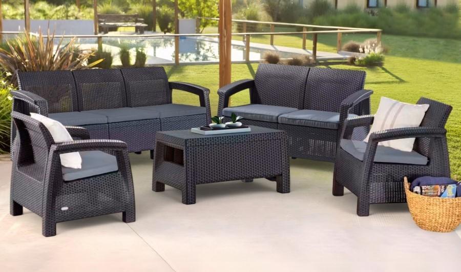 Set mobila de gradina Heniver Novara 3+2+1+1+T Anthracite