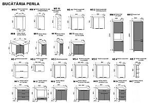Set mobila bucatarie Ambianta Perla White/Black (2.1x2.1 m)