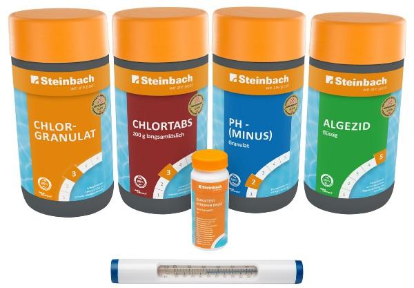  Steinbach Starter Set: termometru, benzi de testare, granule pH-minus, granule de clor, tablete de clor 200 g, lichid contra algelor