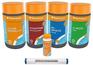  Steinbach Starter Set: termometru, benzi de testare, granule pH-minus, granule de clor, tablete de clor 200 g, lichid contra algelor