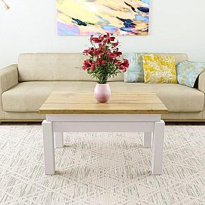 Masuta de cafea, reviste MobiCasa B-Fly Stejar Kraft Auriu(Maro)/Alb