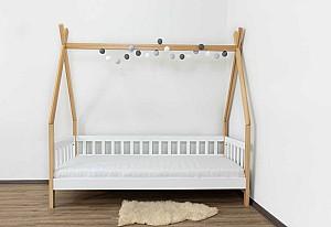 Pat copii MobiCasa Alice 90x200 Alb / Natural