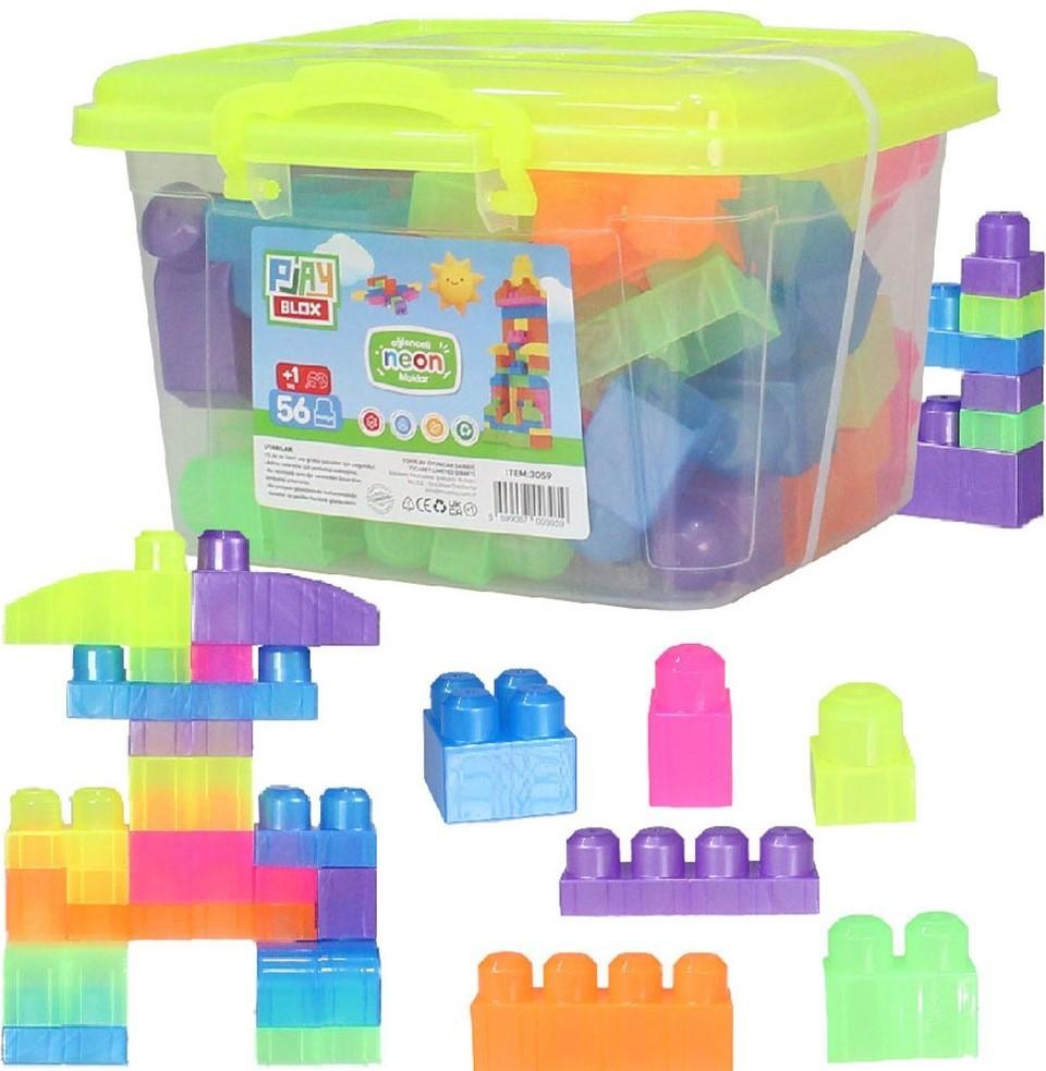 Constructor Play Toys Găleată cu blocuri neon „Play Blox”