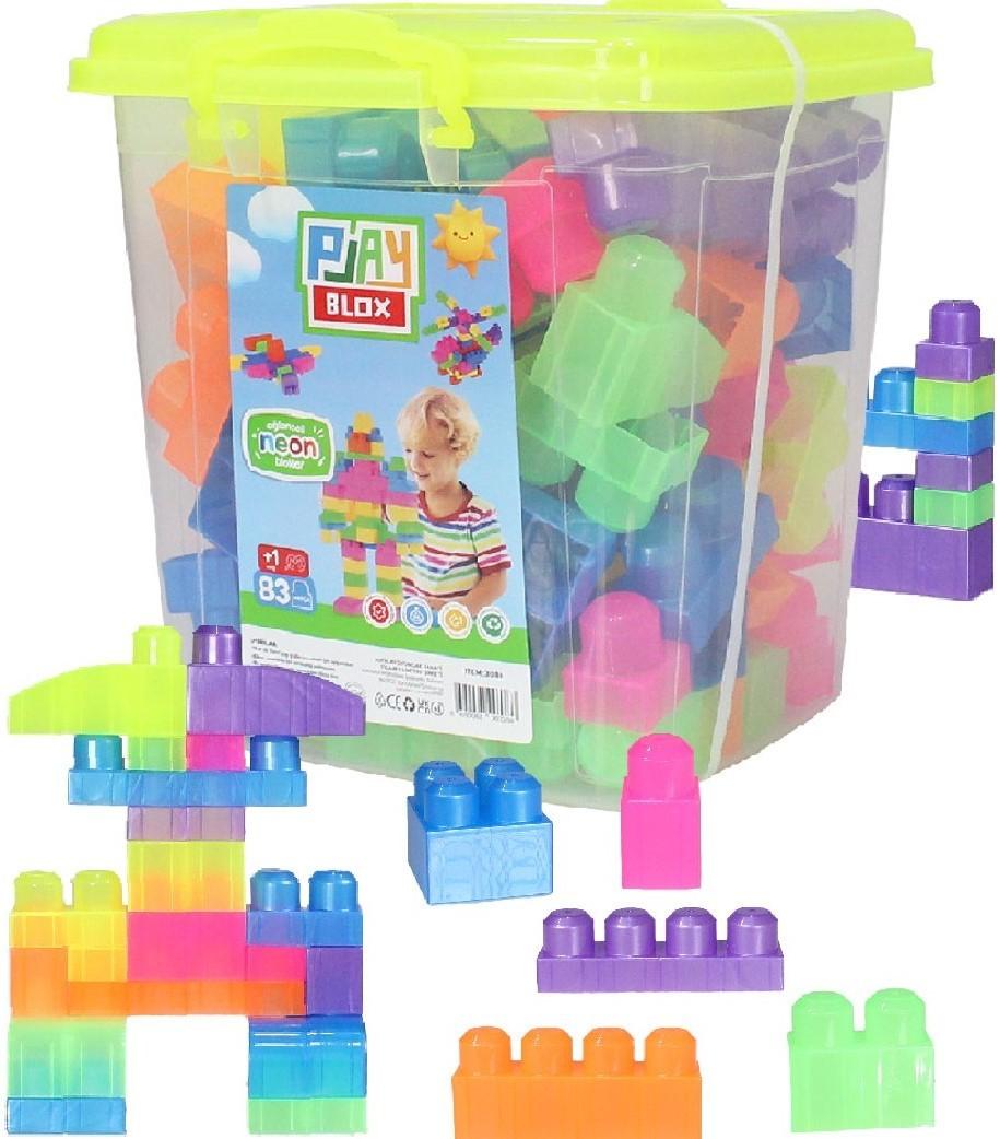 Constructor Play Toys Găleată cu blocuri neon „Play Blox” (3080)