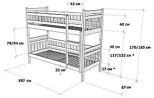 Pat copii MobiCasa Grizzly (supraetajat) 80x190 Alb