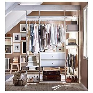 Etajera IKEA Elvarli 3 sectiuni/2 sertare 178x51x222-350 Alb