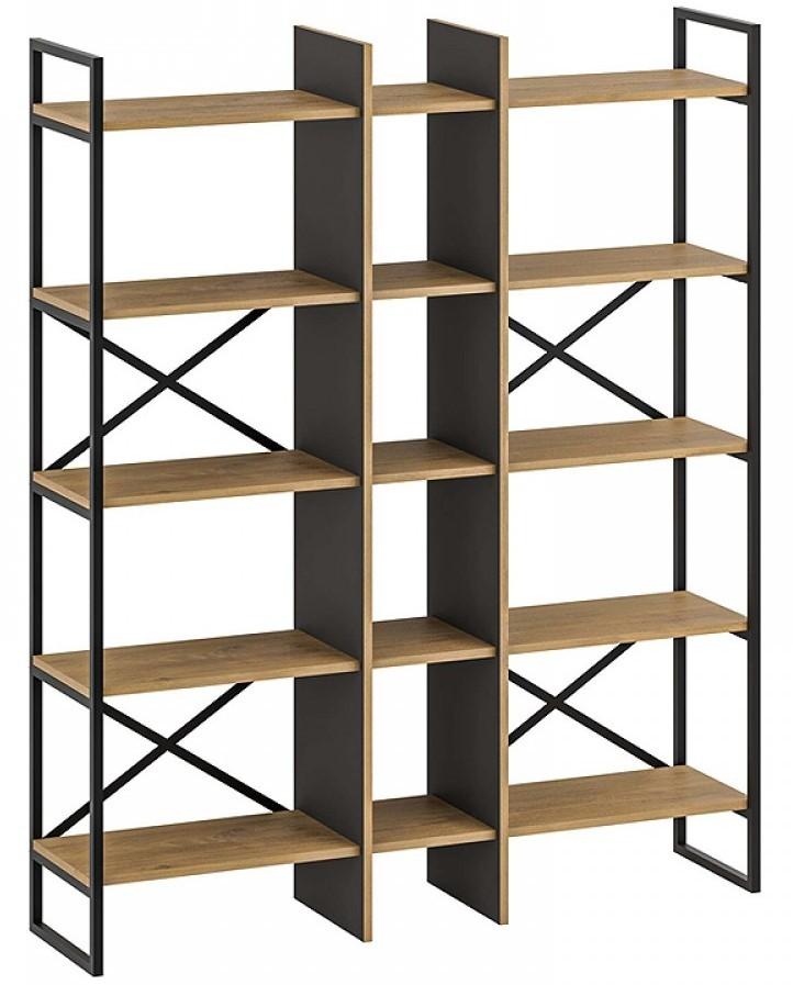 Etajera DECO Detroit 143.5 cm Saphire Oak (Stejar) / Silky Black (Negru)