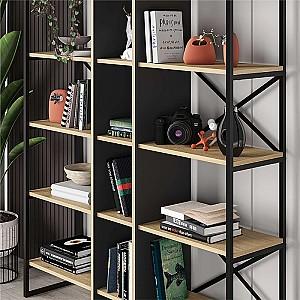 Etajera DECO Detroit 143.5 cm Saphire Oak (Stejar) / Silky Black (Negru)