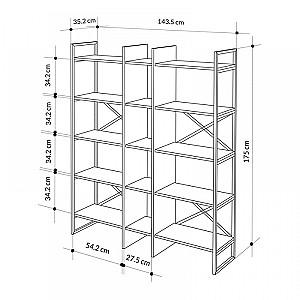 Etajera DECO Detroit 143.5 cm Saphire Oak (Stejar) / Silky Black (Negru)