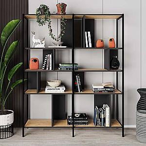 Etajera DECO Maxi Sapphire Oak (Stejar) / Silky Black (Negru)