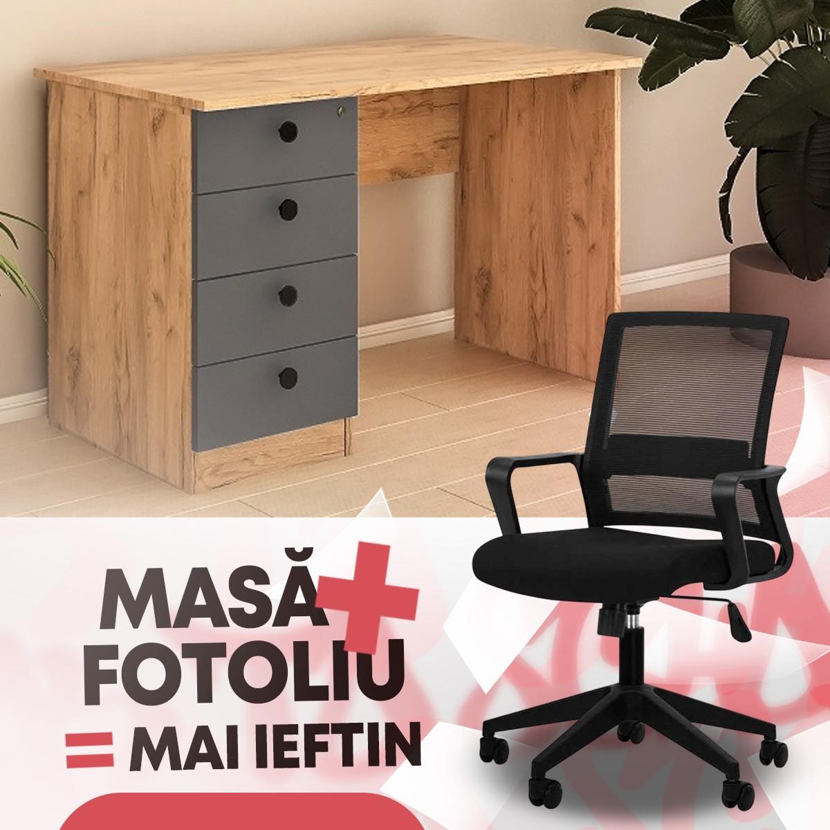 Masa de birou PS KC-120 Z Stejar Auriu / Grafit Gri + Fotoliu Waltz OC-833