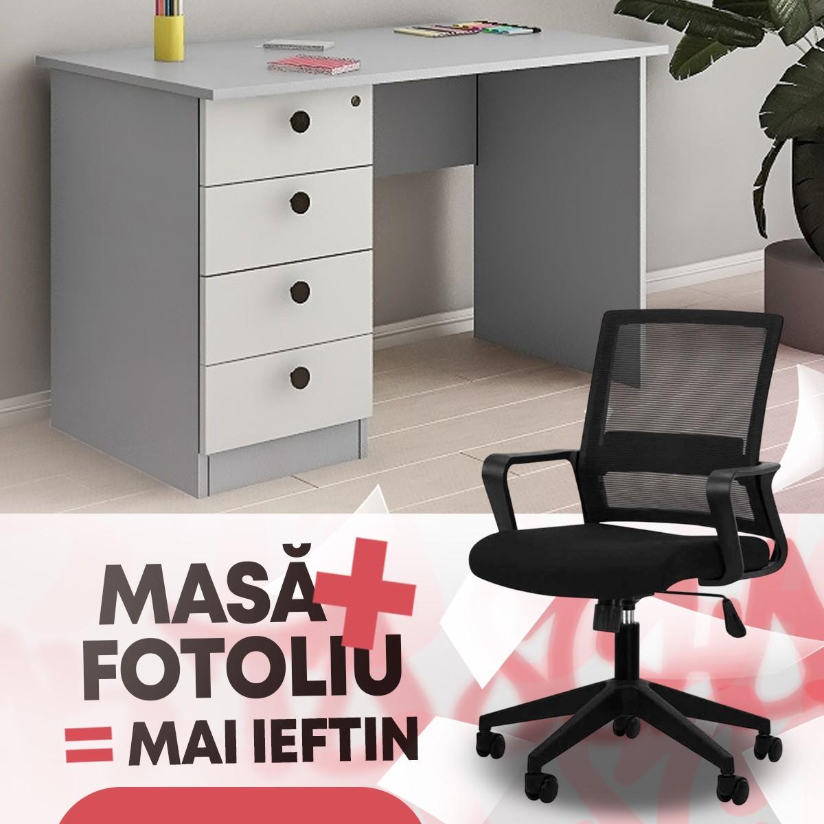 Masa de birou PS KC-120 Y Gri / Gri Deschis + Fotoliu Waltz OC-833