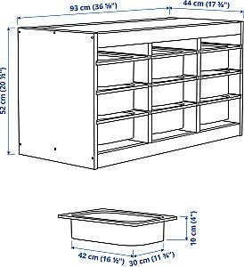 Comoda copii IKEA Trofast 9 cosuri 93x44x52 Pin Vopsit Alb/Gri Inchis