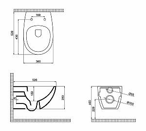 Vas WC QuarterBath Concorde Rimless (114319)