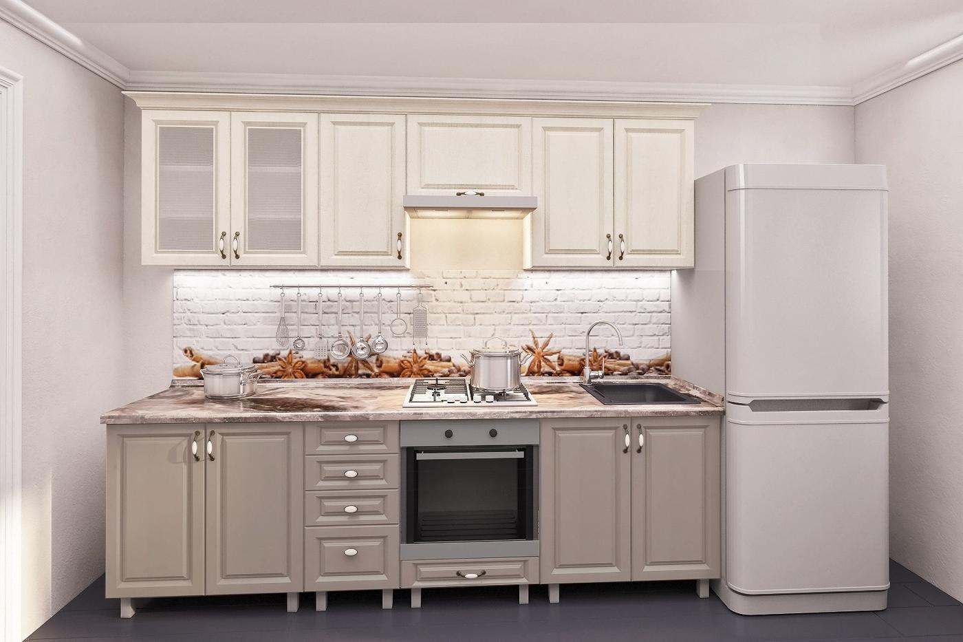 Set mobila bucatarie PS Iulia 2.6 m (MDF pelicula) Alabastru / Stejar Concordia