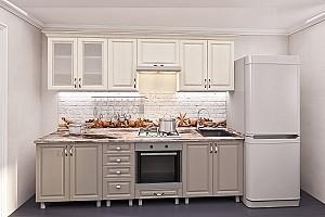 Set mobila bucatarie PS Iulia 2.6 m (MDF pelicula) Alabastru / Stejar Concordia