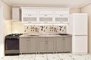 Set mobila bucatarie PS Modern (sticla) 1.8 m (MDF pelicula) Stejar Polar / Stejar Concordia