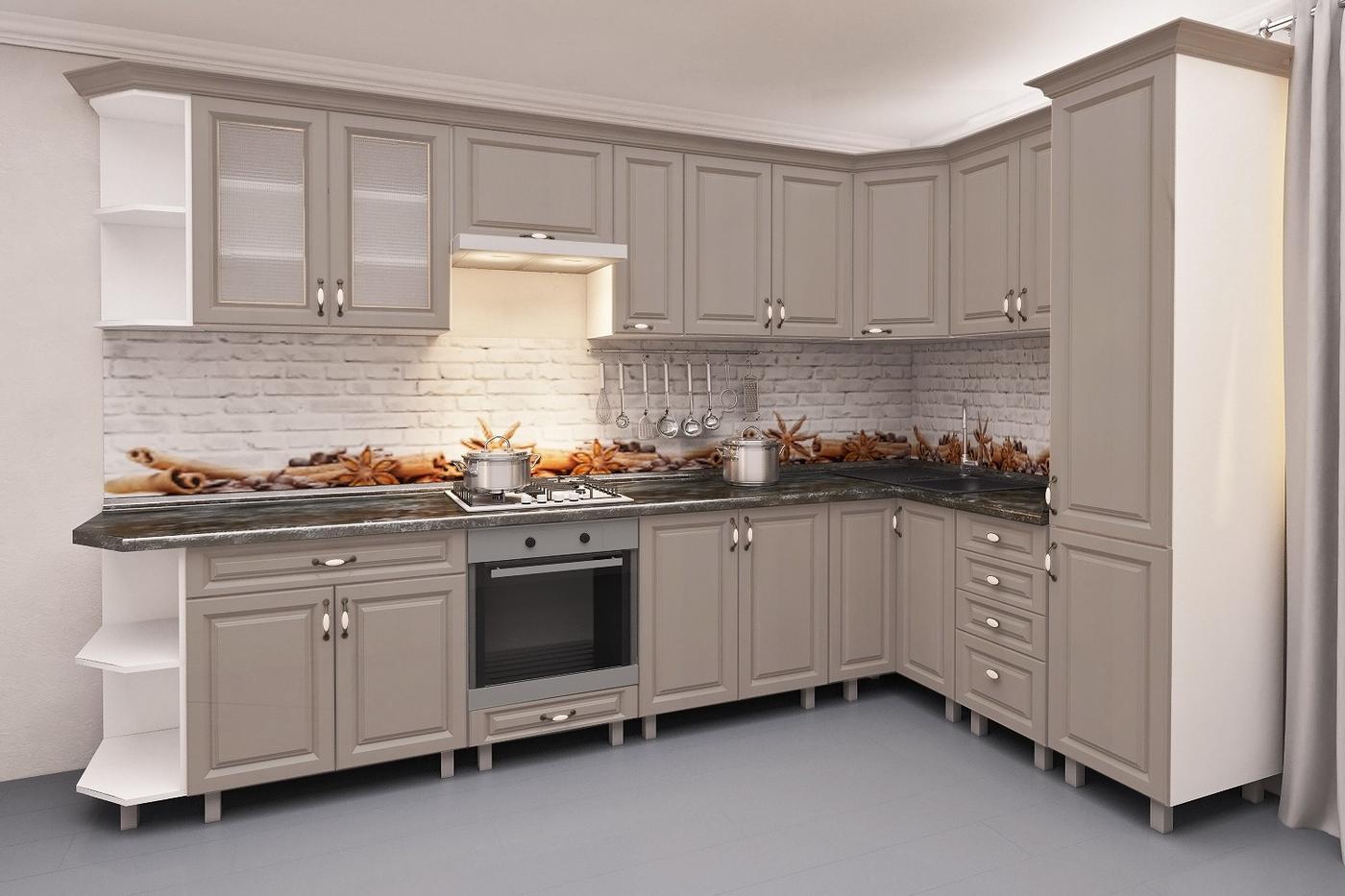 Set mobila bucatarie PS Corner 3.4x1.7 m (MDF pelicula) Stejar Concordia