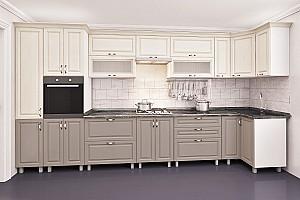 Set mobila bucatarie PS Eco 4.1x0.9 m (MDF pelicula) Alabastru / Stejar Concordia