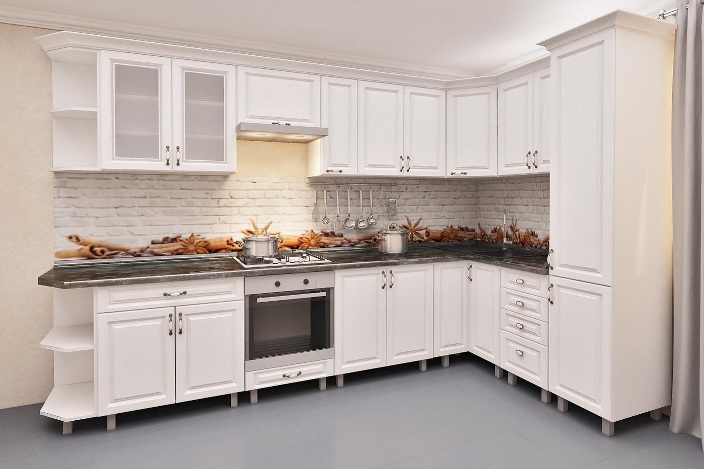 Set mobila bucatarie PS Corner 3.4x1.7 m (MDF pelicula) Stejar Polar