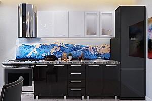 Set mobila bucatarie PS Lena 1.8 m (MDF lucioasa) Alb / Negru