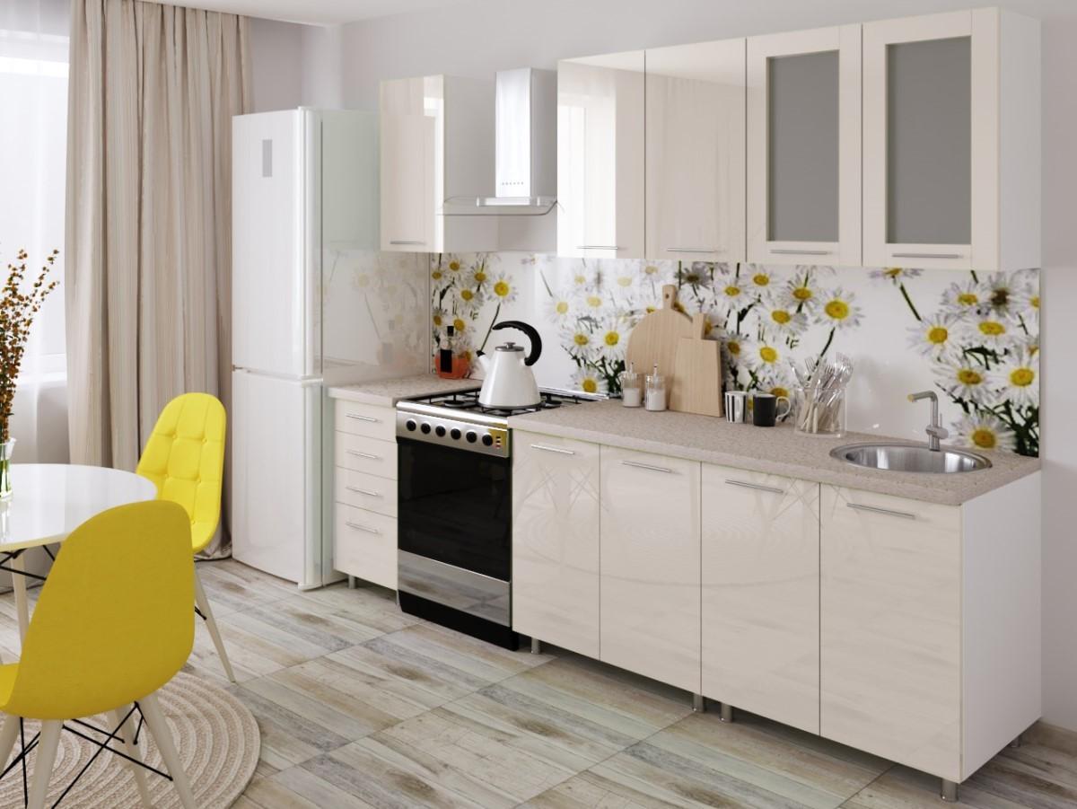 Set mobila bucatarie PS Lena 2 m (MDF lucioasa) Bianco