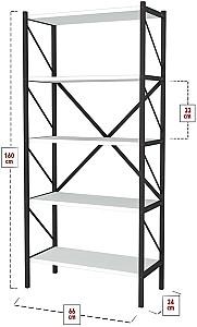 Etajera Fabulous Shelves Metal 5 sectiuni (White/Black)
