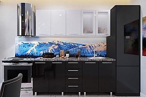 Set mobila bucatarie PS Lena 2 m (MDF lucioasa) Alb / Negru