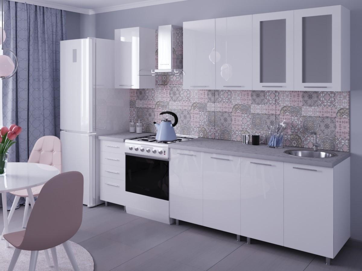 Set mobila bucatarie PS Lena 2 m (MDF lucioasa) Alb