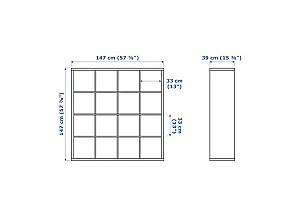 Etajera IKEA Kallax cu 4 organizatoare 147x147 Negru-maro