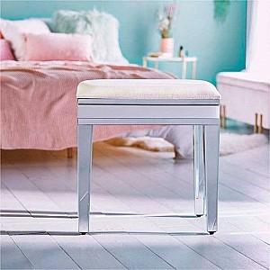 Taburet Beautify 4010201 Catifea Albă (Alb)