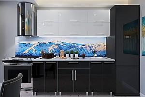 Set mobila bucatarie PS Modern 1.8 m (MDF lucioasa) Alb / Negru