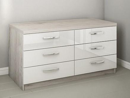 Comoda PS KX-150 (6 sert.) Stejar Cortona / Alb