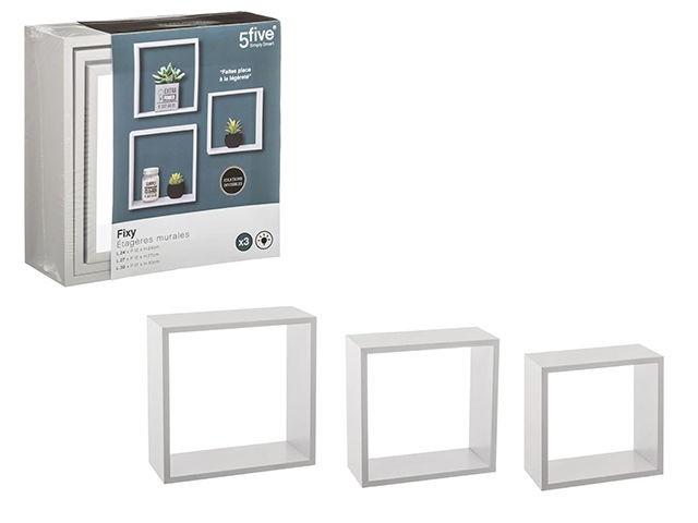 Raft de perete Five Set Cub 3buc alb