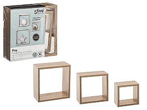 Raft de perete Five Cub 3buc MDF natural