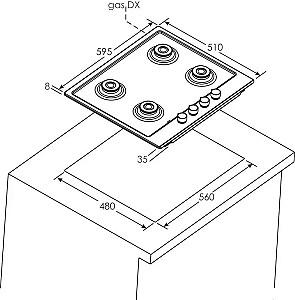 Plita pe gaz incorporabila CANDY CHG6BF4WPBB Negru