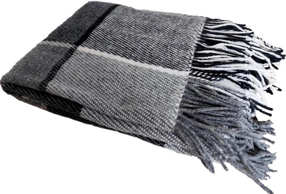Pled Vladi Elf 140x200 (Lână 70%, Poliester 30%) Negru / Gri