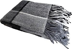 Pled Vladi Elf 140x200 (Lână 70%, Poliester 30%) Negru / Gri