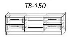 Tumba pentru televizor PS TBZ-150 (1.5 m) Stejar Auriu / Grafit Gri