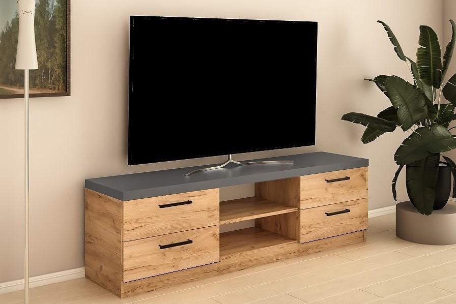 Tumba pentru televizor PS TBZ-180 (1.8 m) Stejar Auriu / Grafit Gri