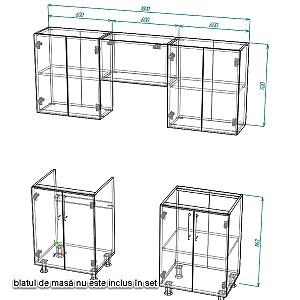 Set mobila bucatarie Smartex K1 180 cm Alb / Stejar Deschis